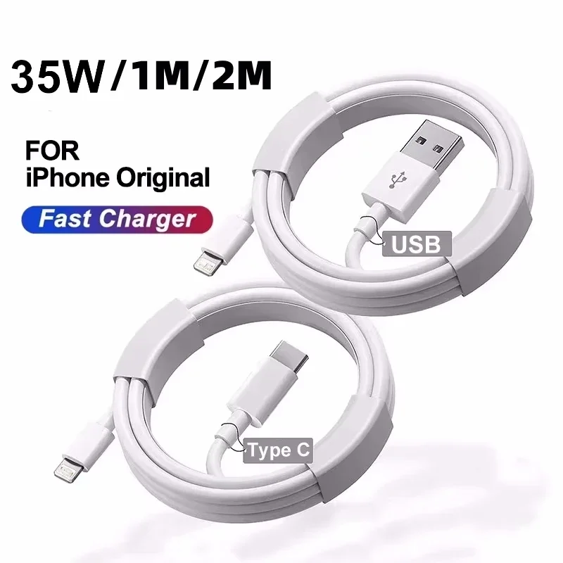

USB-кабель PD 35 Вт для iPhone 14 13 12 11 Pro Max 7 8 14 Plus XS XR, кабель USB C для быстрой зарядки, зарядное устройство, провод с датой, аксессуары