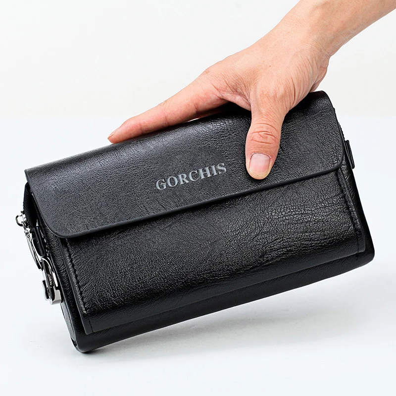 

2023 New Fashion Men's Clutch Bag High Quality PU Leather Clutches Casual Travel Storage Phone Coin Purse Anti-theft Wallet Male