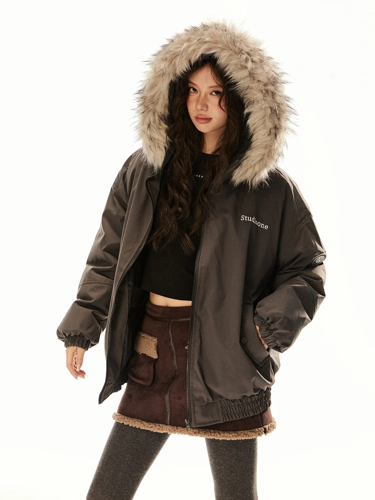 Ezek American Retro Thiened Collo di pelliccia con cappuccio Jaet di cotone Donna Abbigliamento da lavoro allentato Cappotto caldo Trendy Brand Streetwear Hip Hop