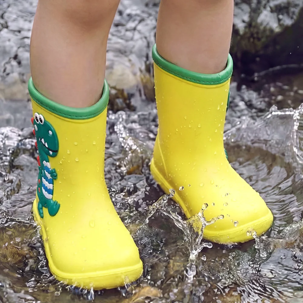 

Детские резиновые сапоги с мультяшными единорогами и динозаврами для девочек и мальчиков, водонепроницаемая обувь для школьников на сезон таяния снега и треккинга по ручьям, из ЭВА
