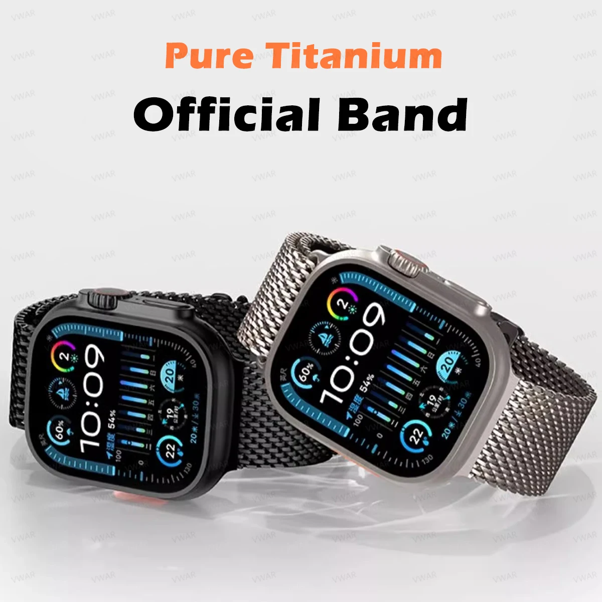 VWAR Titanium Milanese loop for Apple Watch Ultra 3 2 Series 11 10 9 Natural Black band mesh strap for iWatch parachute buckle