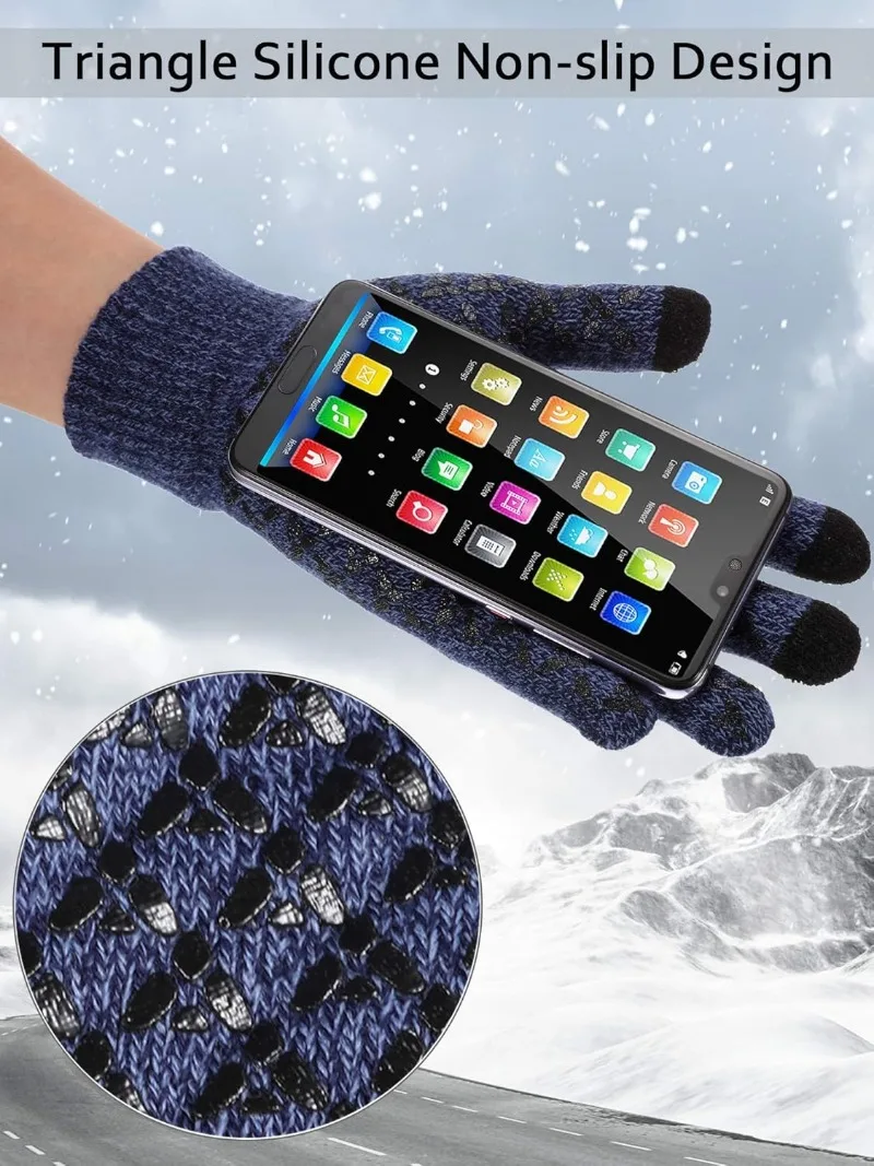 4 paia di guanti touchscreen invernali lavorati a maglia Guanti caldi per SMS Guanti elastici antiscivolo per adulti