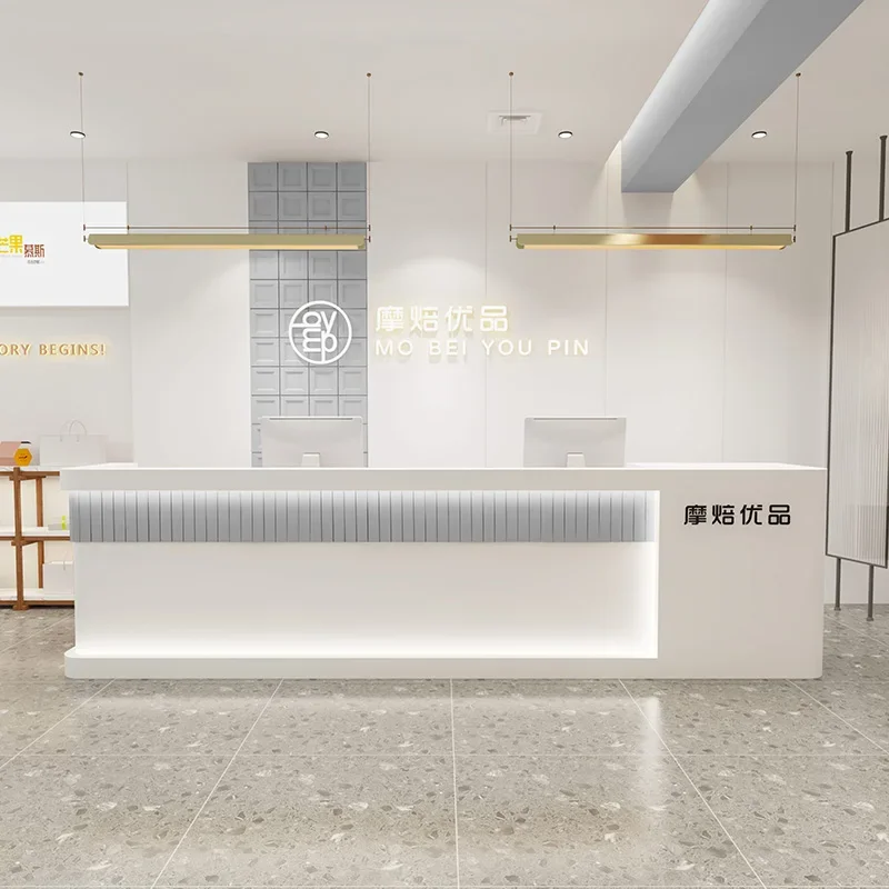 A  Solid Wood Baking Paint Modern Simple Checkout Page Clothing Store Small Reception Front Desk