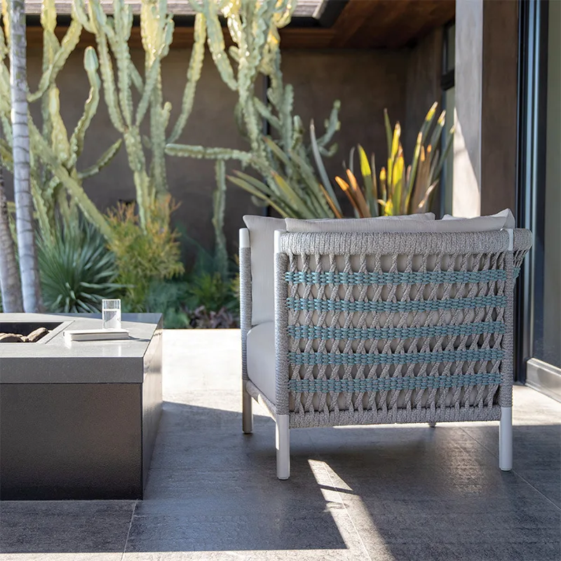 Nordic outdoor sofa teak courtyard villa leisure bed and breakfast terrace rattan furniture