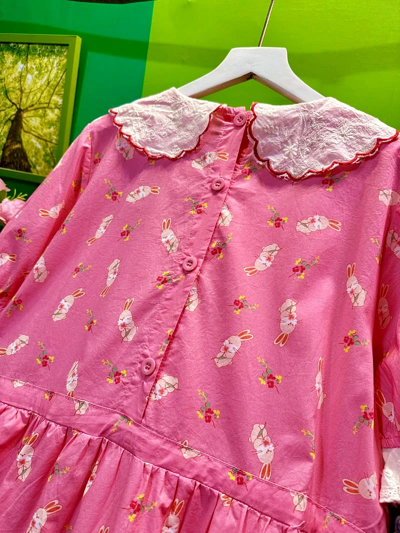 Katoen Zoet Kant Patchwork Plaid Zomer Borduren Lange Jurk voor Vrouwen Vintage Cottagecore Lolita Kawaii Mori Girl Midi Jurk