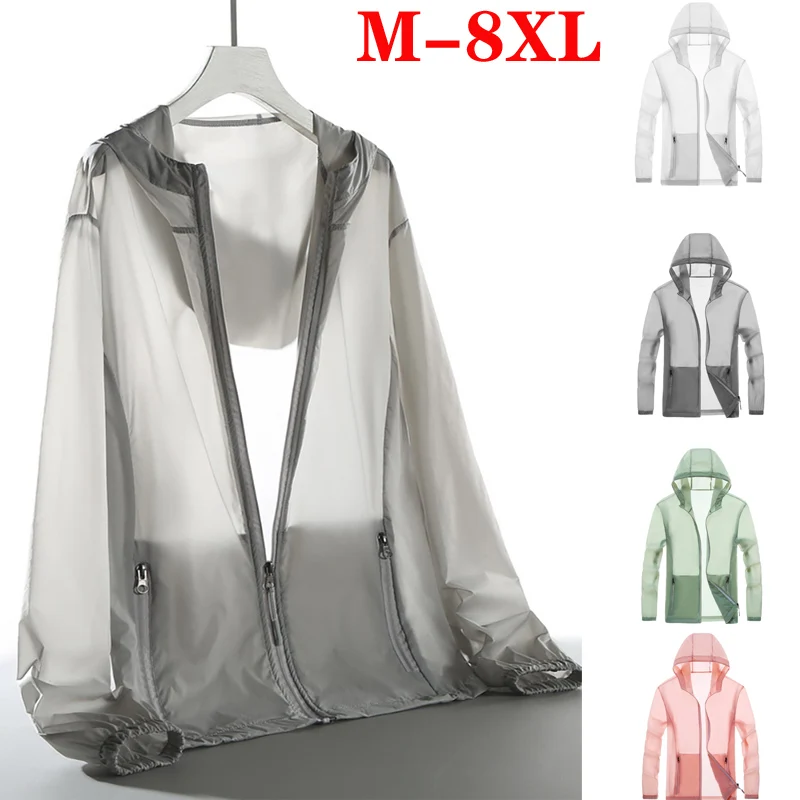 Summer UPF 50+ UV Sun Protection Clothing M-8XL Plus Size Jacket Long Sleeve Breathable Waterproof Cycling Sportswear XA327Q