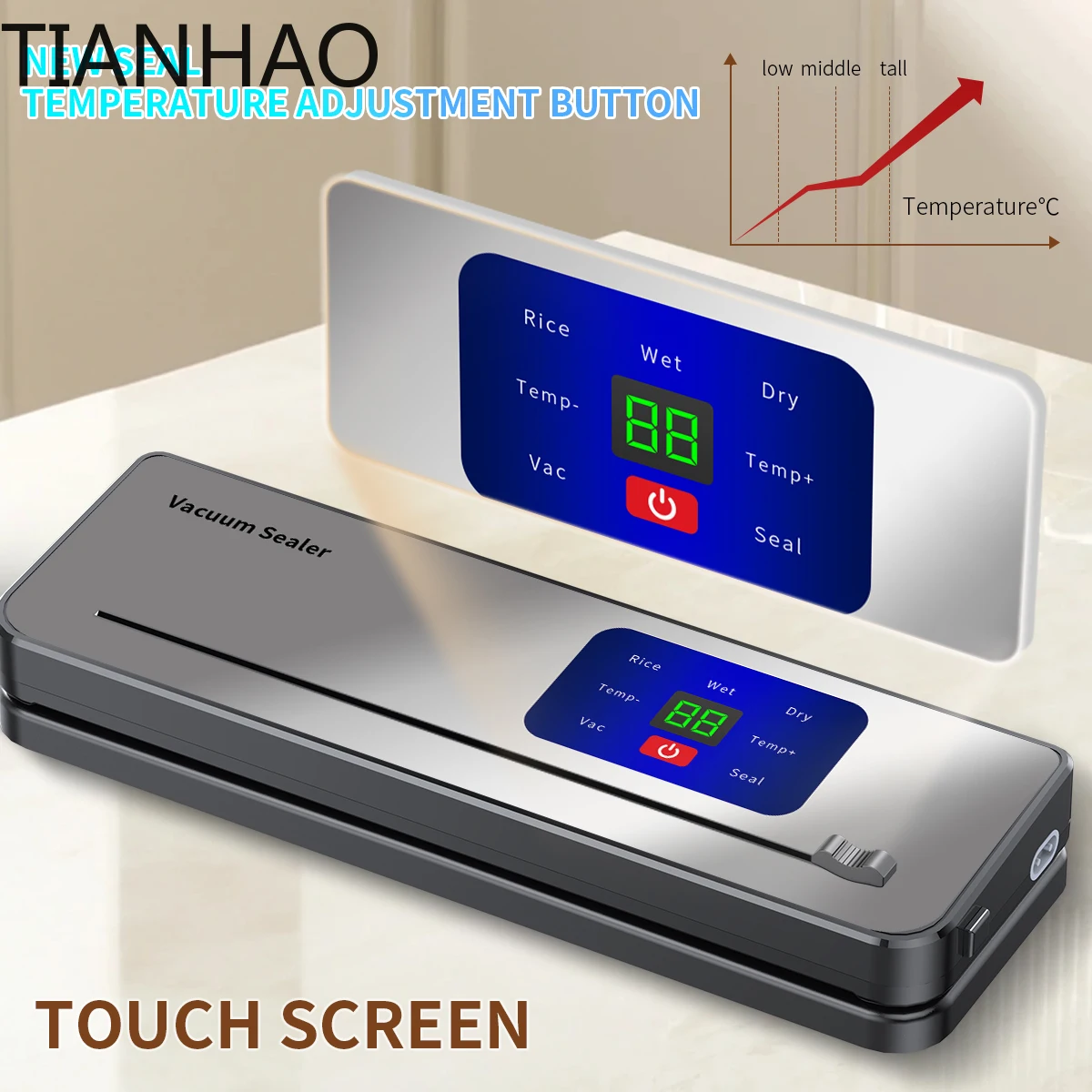 Charging wireless portable vacuum sealing machine with multi package vacuum touch button and sealed countdown display