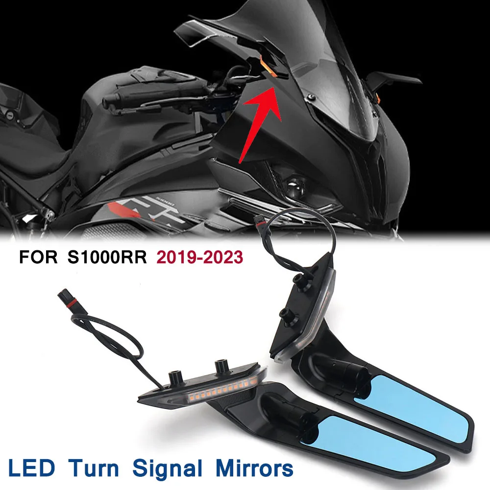 

For BMW S1000RR S1000 RR 2019 2020 2021 2022 2023 Motorbike wind wing mirrors LED Turn Signal Mirrors 360° Rotatable