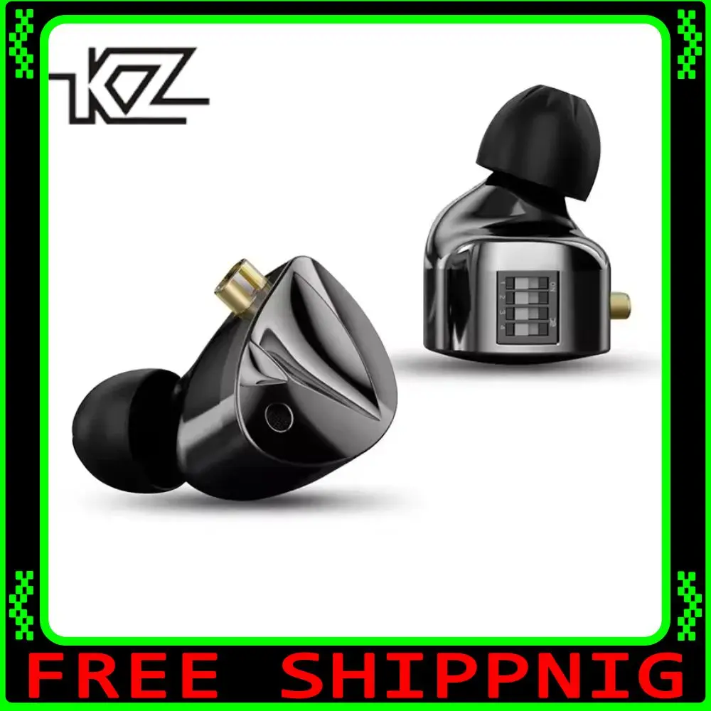 KZ D-Fi In Ear Wired Earphones 4-Level Tuning Switch Dual Magnetic Dynamic Coil Music HiFi Sports earplugs Monitoring Headphones