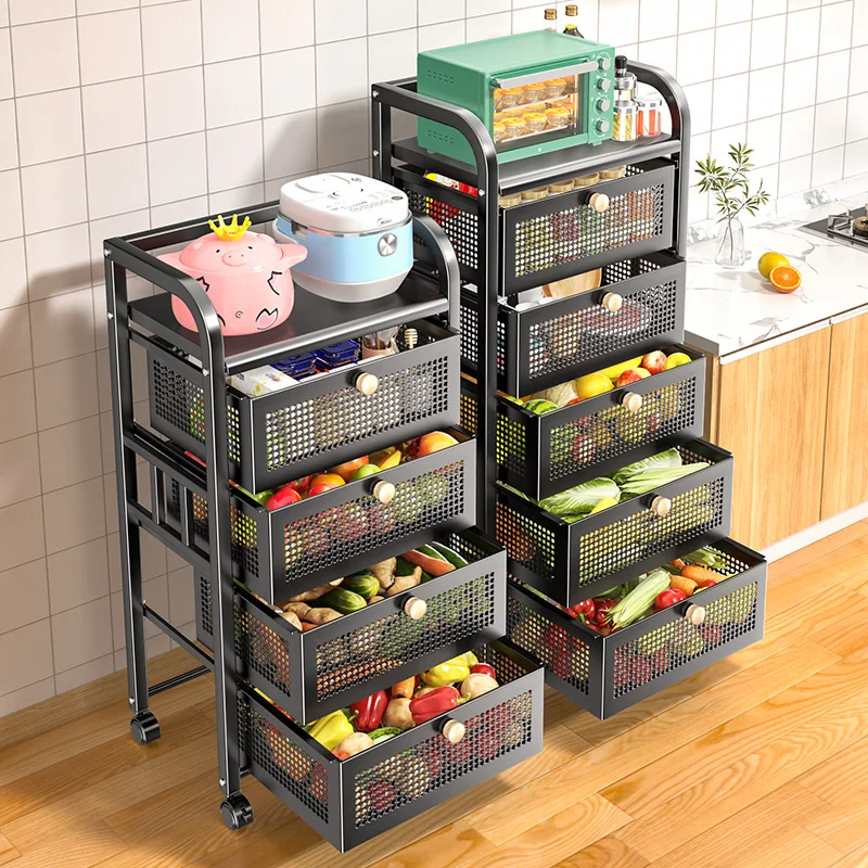 

Kitchen vegetable rack Household multi-functional fruit and vegetable drawer type floor-to-ceiling multi-layer vegetable basket