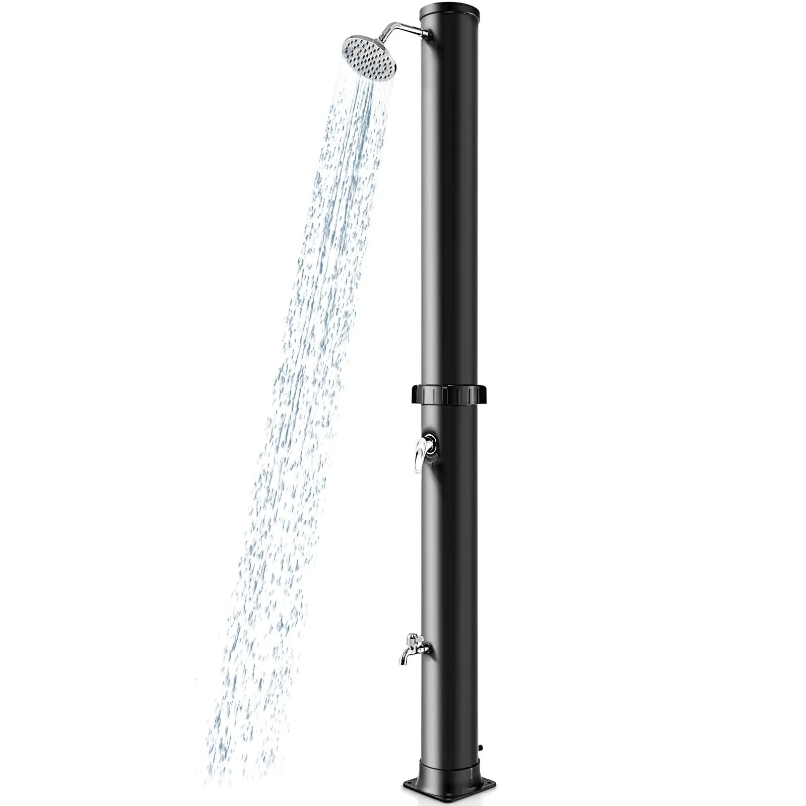 10 Gallon Solar Heated Outdoor Shower, 7.2 FT Freestanding Outside Shower with Rotating Shower Head, Temperature