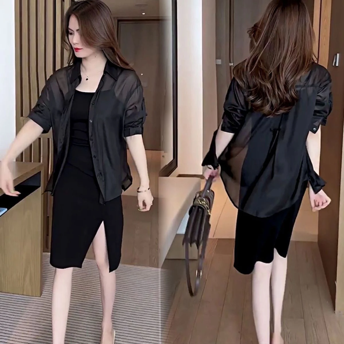 Summer Large Size Sun Protection irt Women's Thin Outerwear irt 2024 New Sle Chiffon irt V-ne ort Sve Loose Fit