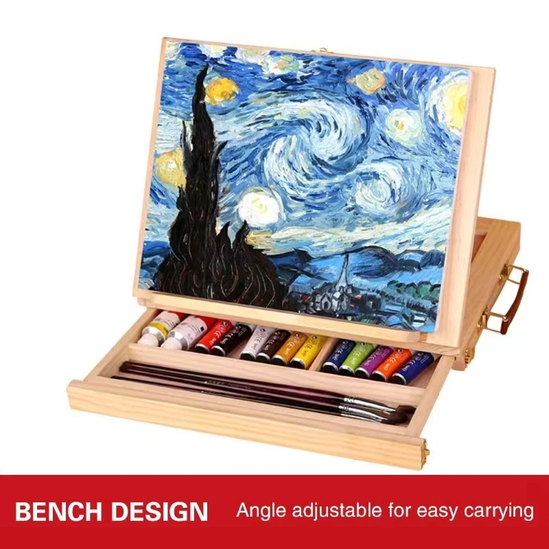 

Desktop Drawer Type Oil Painting Frame Wooden Painting Panel Foldable Portable Desktop Oil Painting Box Desktop Sketch Easel