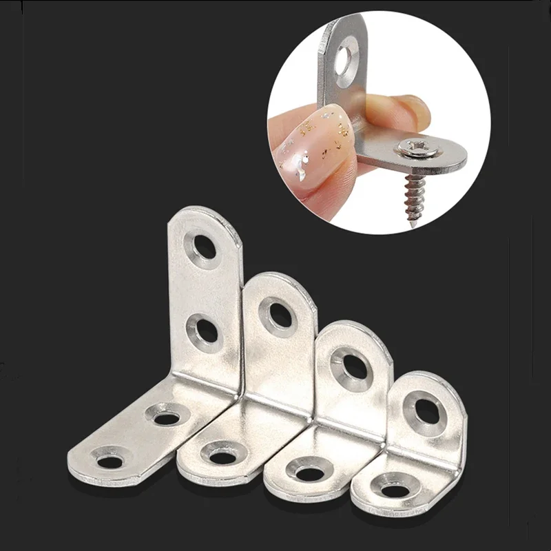 20/30pcs Stainless Steel Corner Code 90 Degree L-type Fixed Bracket Wood Board Furniture Connector Hardware Accessories