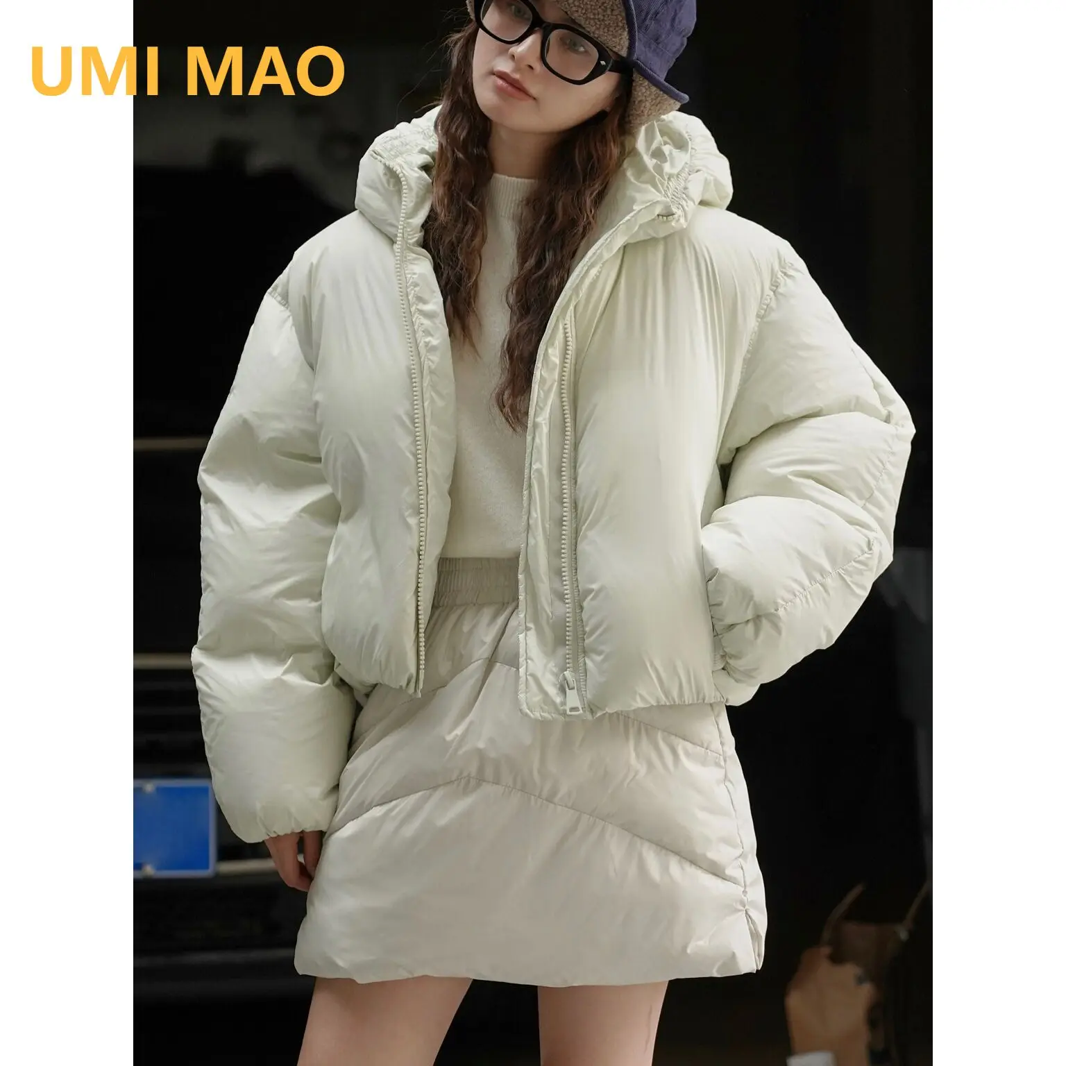 

UMI MAO Bread Long Down Jacket Winter New Korean INS Fashionable Loose Warm Short Hooded Coat Women Femme Clothing Y2K