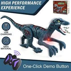 8Ch RC dinozaur dla dzieci zabawka zdalnie sterowana zwierzę z dźwiękiem elektryczny welociraptor plastikowy zabawkowy Model prezent urodzinowy dla dzieci