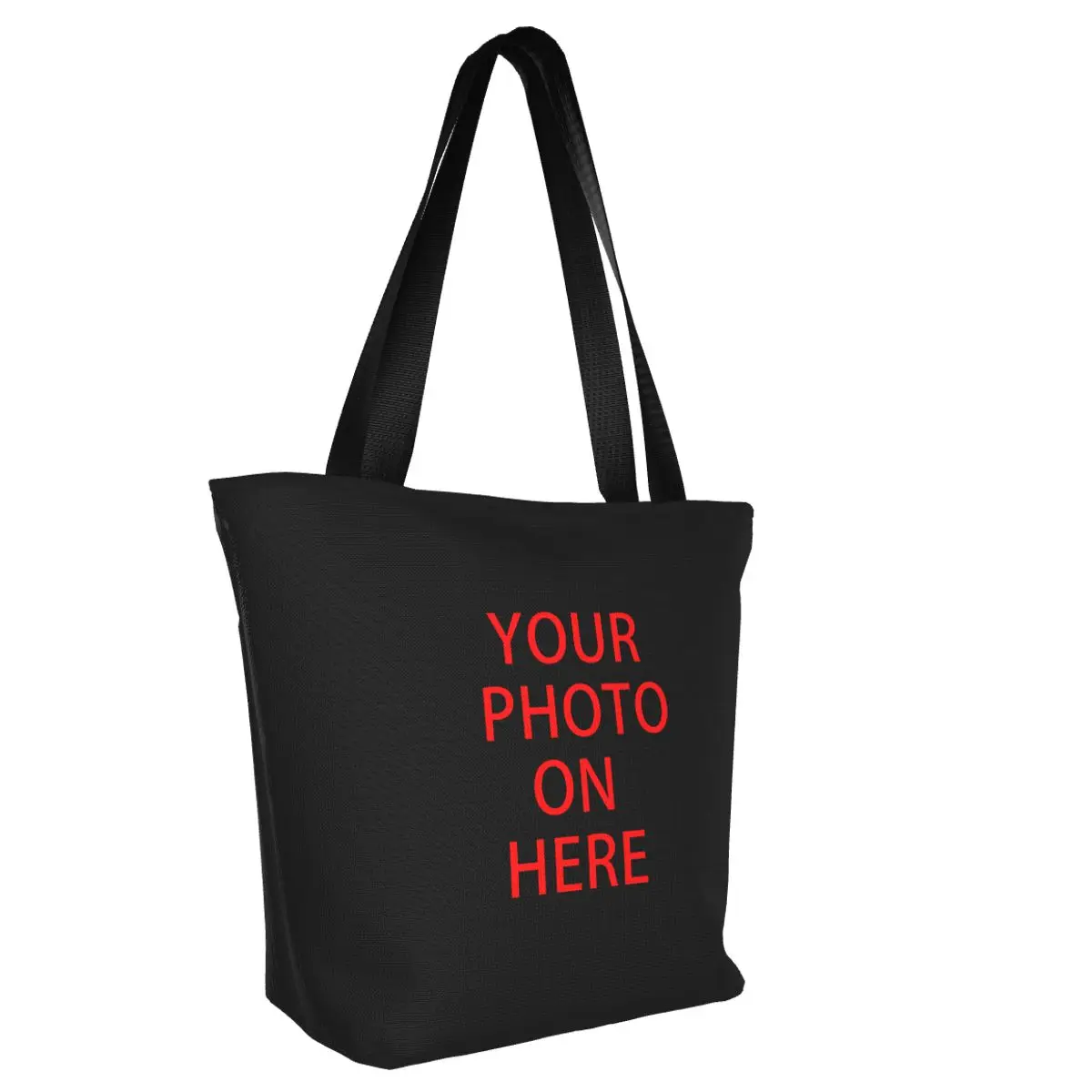 Custom DIY Logo Shopping Bags Print Canvas Shopper Tote Shoulder Bag Big Capacity Durable Customized Photo Print Handbag