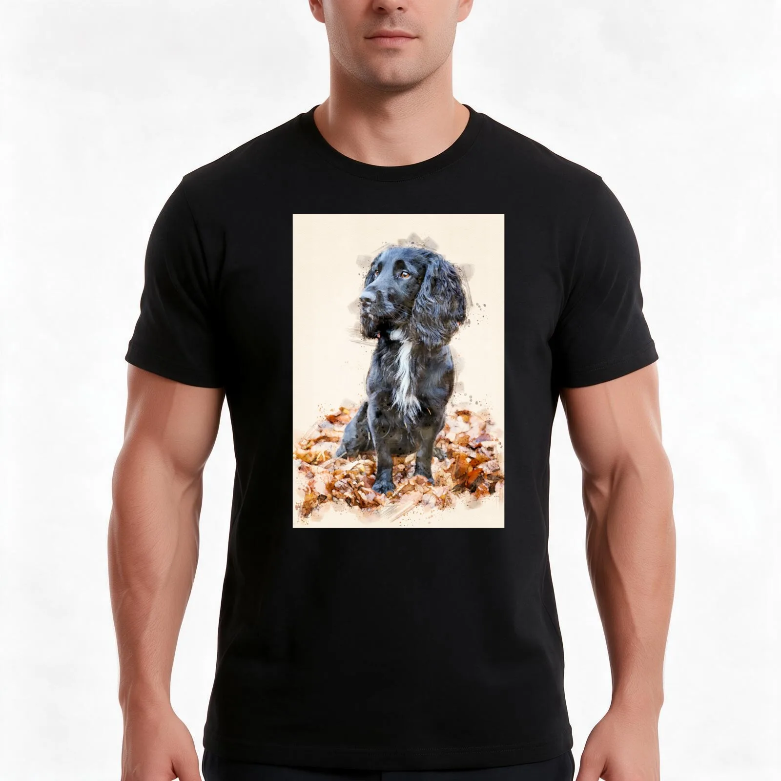 Autumnal Spaniel T-Shirt, Summer Casual Cotton Tee, Oversized Streetwear Tops, Vintage Graphic Print, Loose Fit Short Sleeve