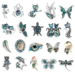 Natural abalone shell series brooches, creative animal designs, high-end men's and women's pins, jewelry accessories