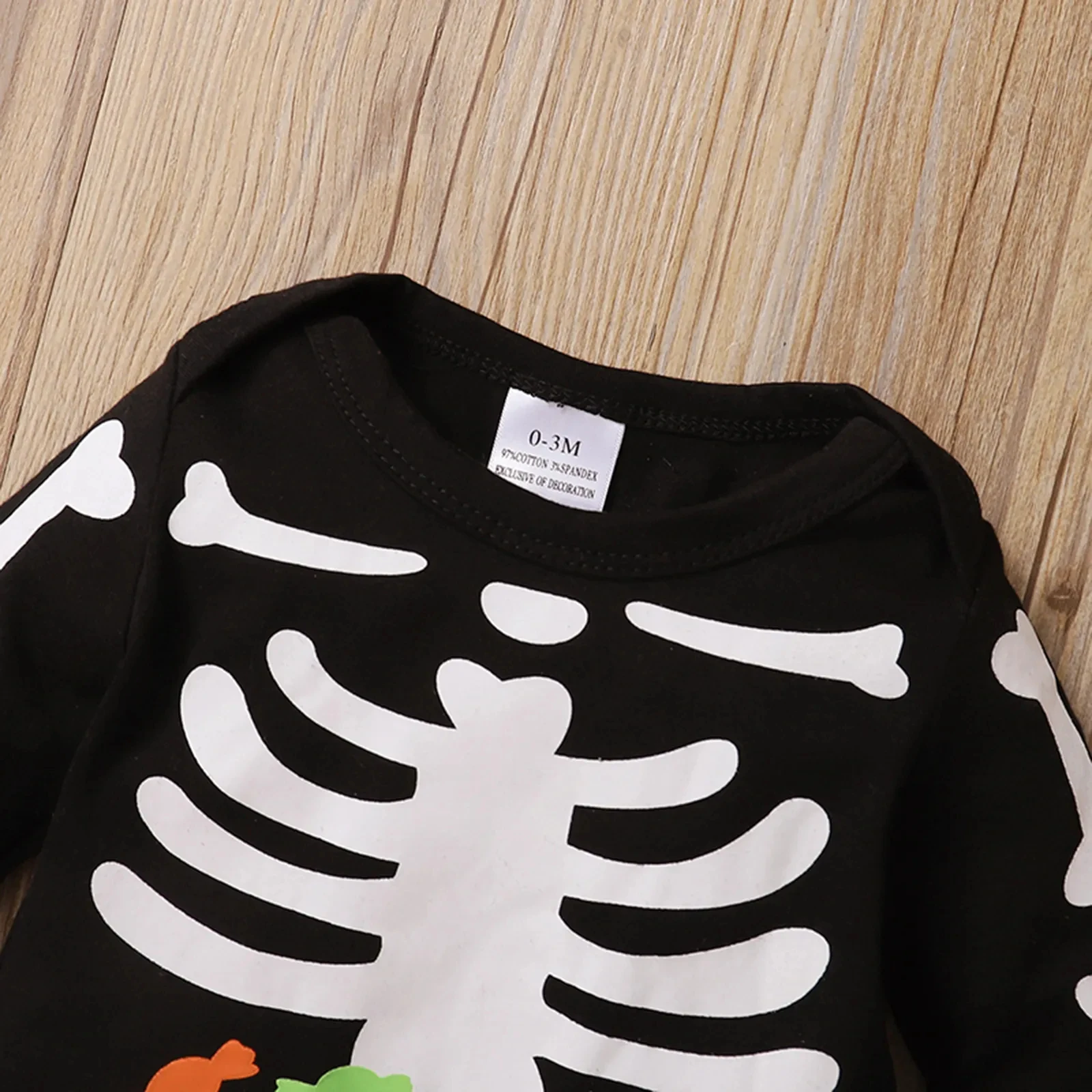 Newborn Baby Girls Boys Halloween Jumpsuit, Toddler Skeleton & Candy Print Long Sleeve Round Neck Romper