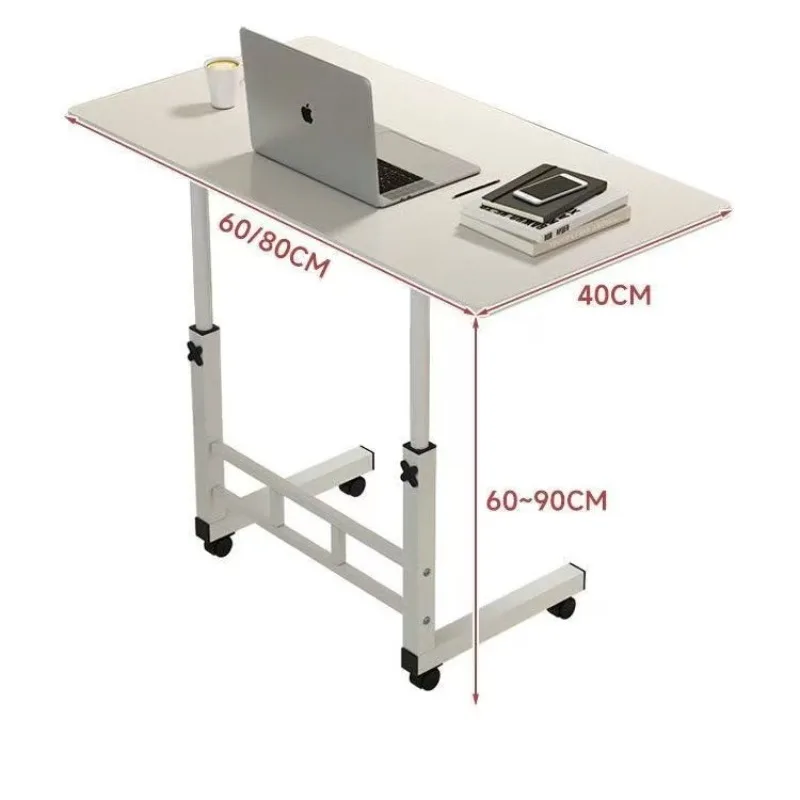 Height Adjustable Rolling Bedside Laptop Table Computer Desk Folding Portable Office Gaming Study Side Table Walnut Color