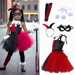 Halloween Clown Tutu Dress Costume Halloween Costumes Clown Headband Socks Bracelet Cosplay Party Outfit For Girls