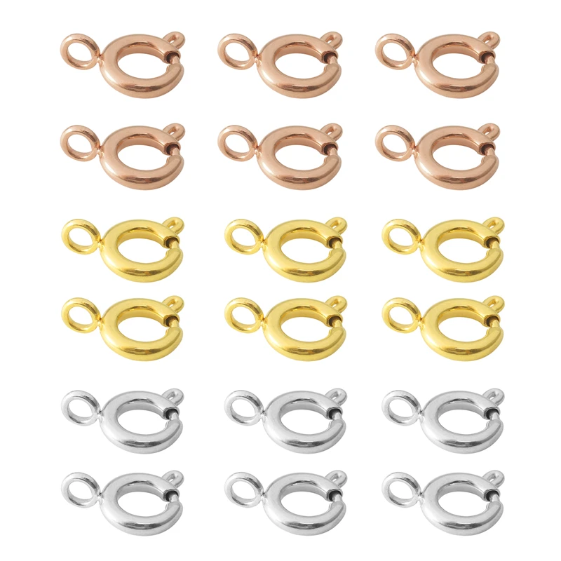 5pcs/lot Stainless Steel Spring Clasp Round Claw Spring Hooks Buckles Connector For DIY Jewelry Making Bracelet Necklace