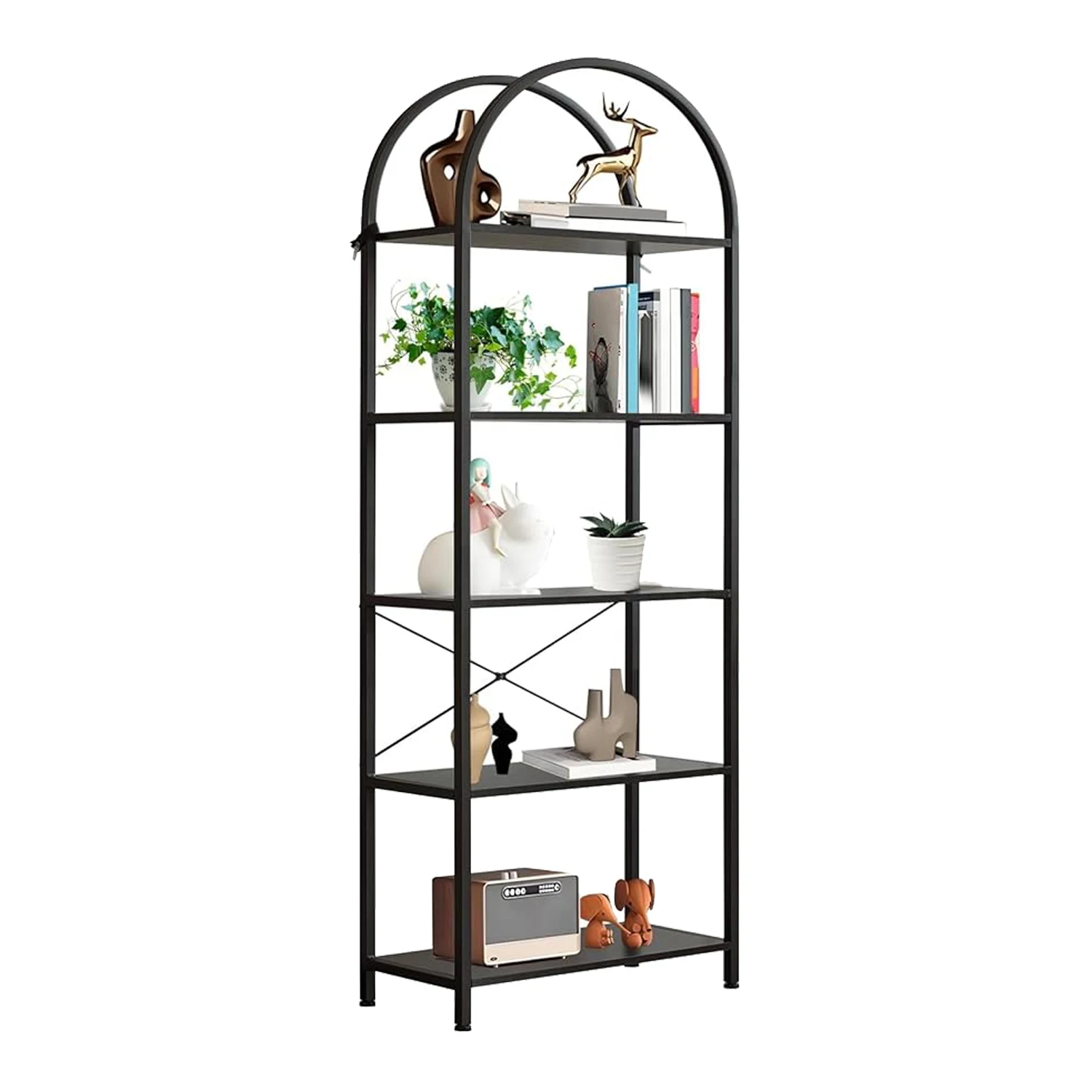 

5-ярусная книжная полка, стеллаж для офиса, кабинета, гостиной, спальни, отдельно стоящая полка для хранения и демонстрации