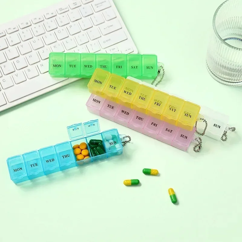 Mini 7 Grids Pill Case Medicine Box Weekly Tablet Holder Medicine Storage Organizer Container Independent Lattice Splitters