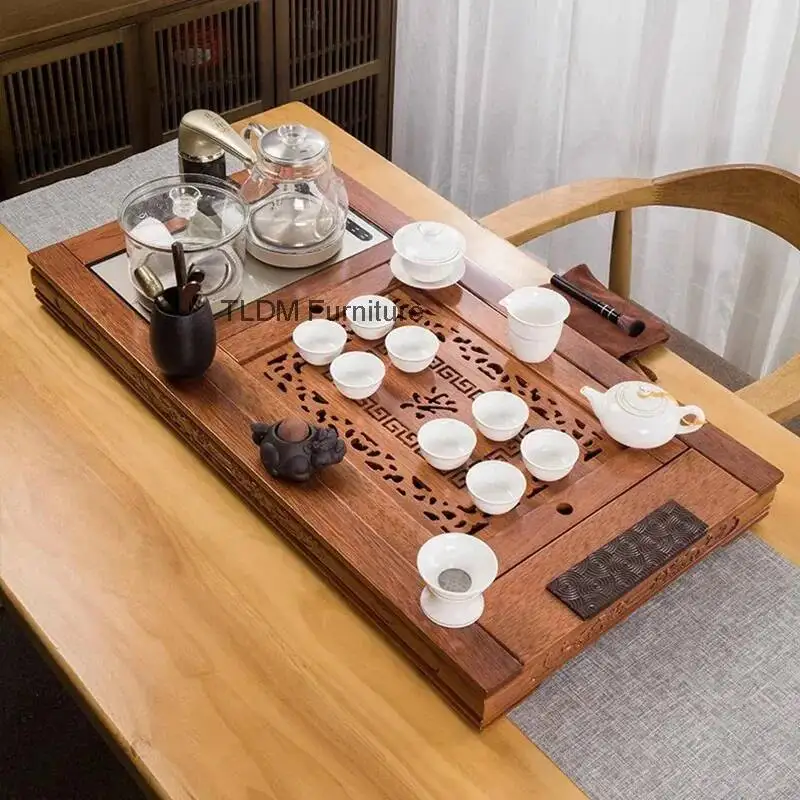 Storage Table Tea Tray Rectangle Coffee Rustic Wooden Pot Tea Tray Accessories Chinese Hospitality Bandeja Madera Home Products