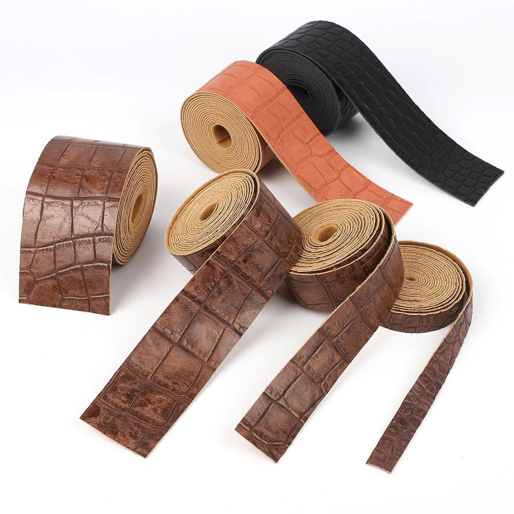 DIY Leather Crafts Straps Crocodile Pattern PU Leather Strips Crafts Accessories Belt Handle Crafts Making (2 Meters/Pieces)