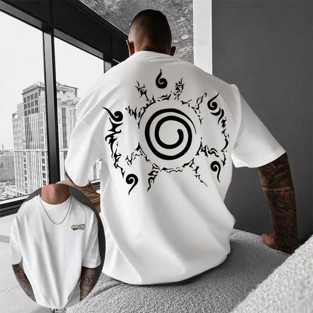 

Summer Men's Cotton T-shirt Japanese Anime Personality Print Loose Cotton T-shirt Daily with Casual Short Sleeves