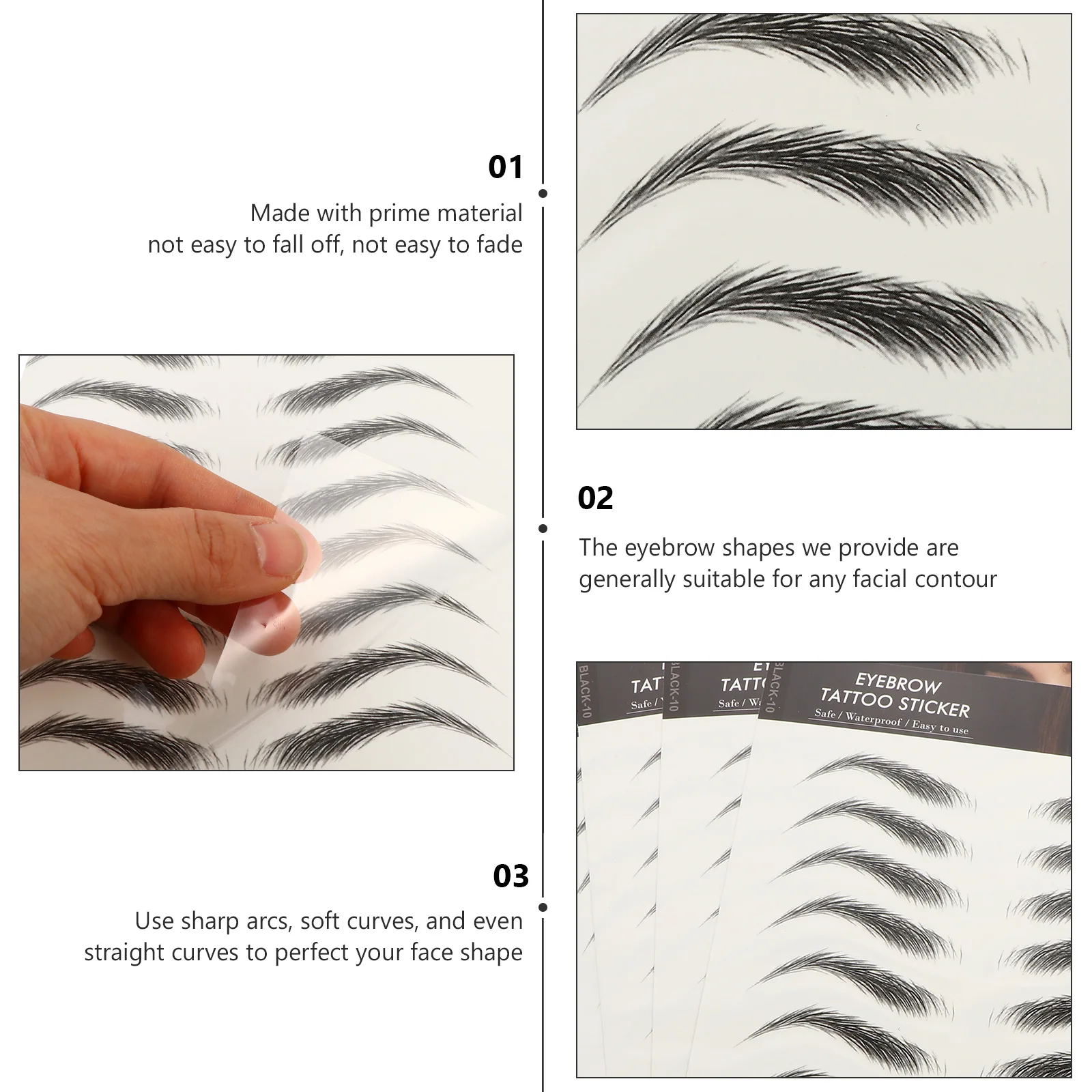 

4Sheets WaterproofEyebrowStickers FalseEyebrows 6DHairLikeTransferTattoos Artificial Lashes RealisticFullShape