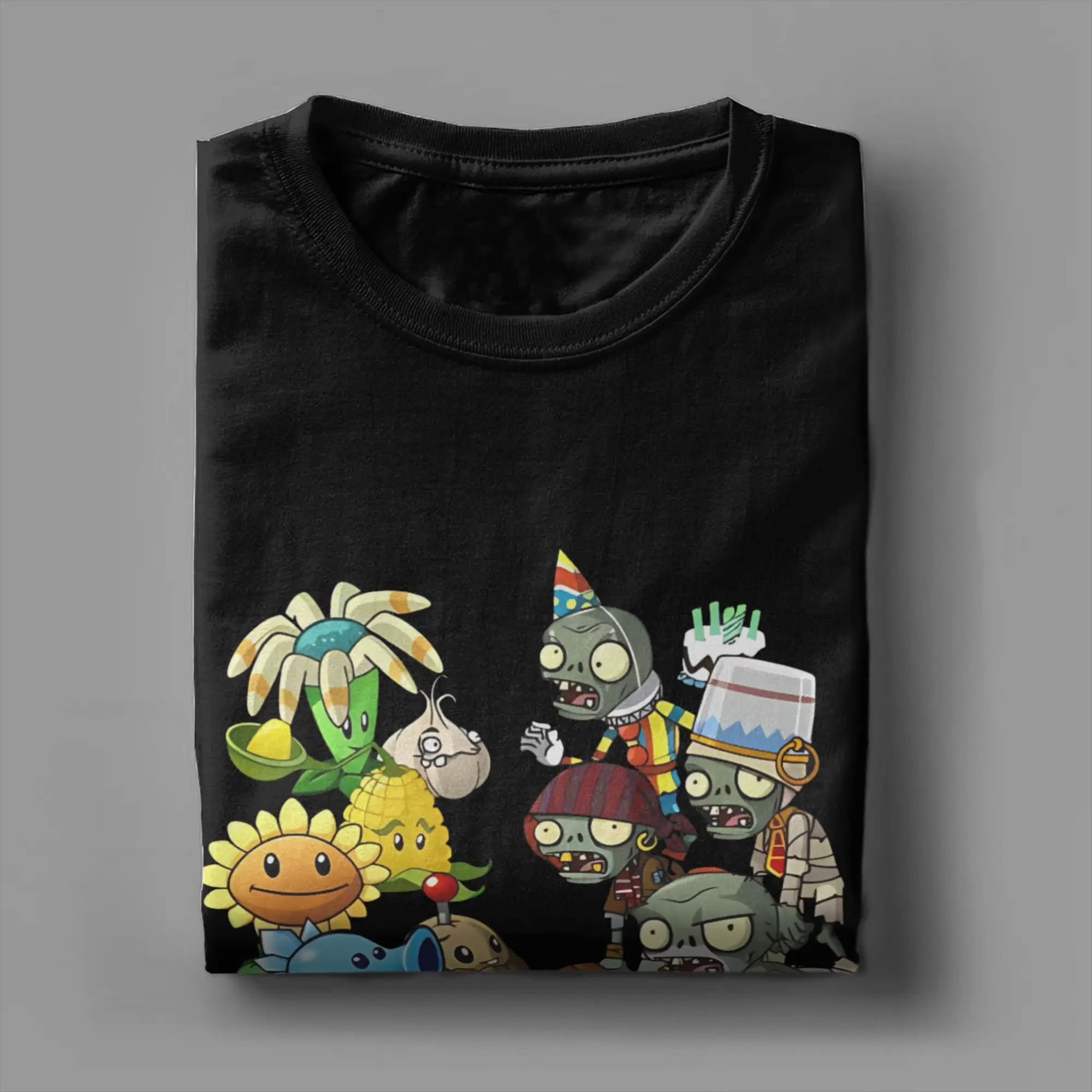 تي شيرت رجالي النباتات مقابل الزومبي حديقة الحرب الترفيه القطن تي شيرت قصير الأكمام PVZ عاشق تي شيرت البضائع وصول جديد