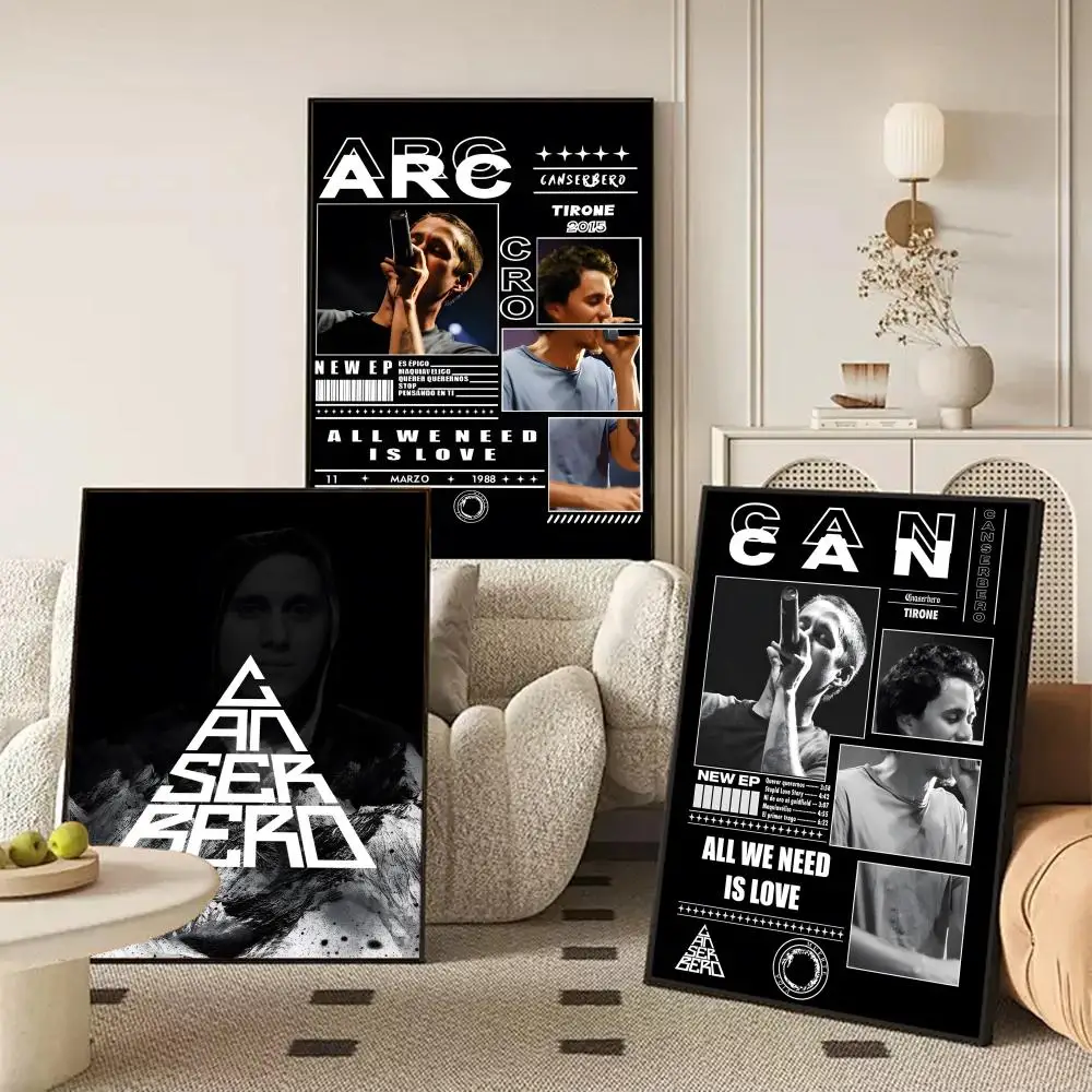 Singer C-Canserbero Poster Waterproof Self-Stick Wall Art Stickers, Removable Wall Decor for Living Room and Bedroom