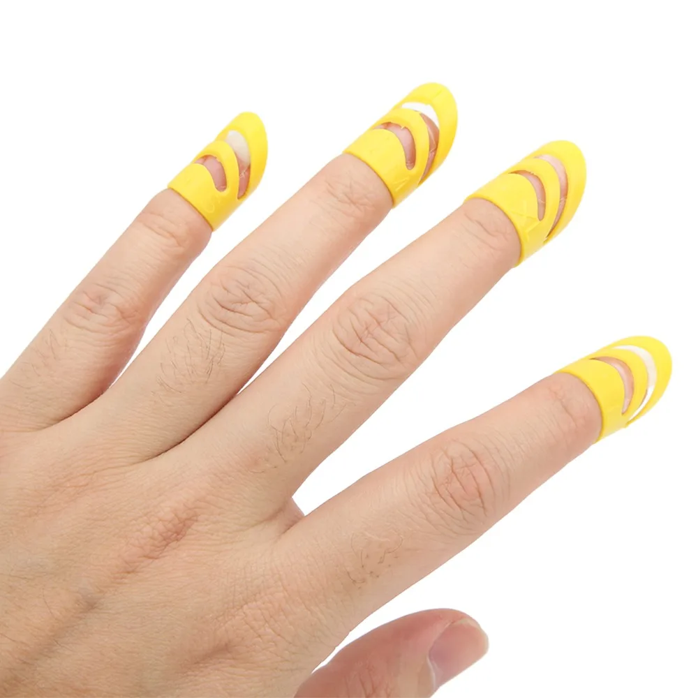 8pcs Yellow/Black/White/Beige Guitar Finger Pick Adjustable Polymer Adjustable Finger Picks Fingertip Protector