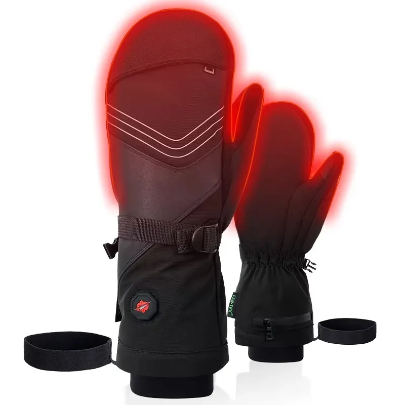 New touchscreen snow skiing electric battery-powered leather ski gloves