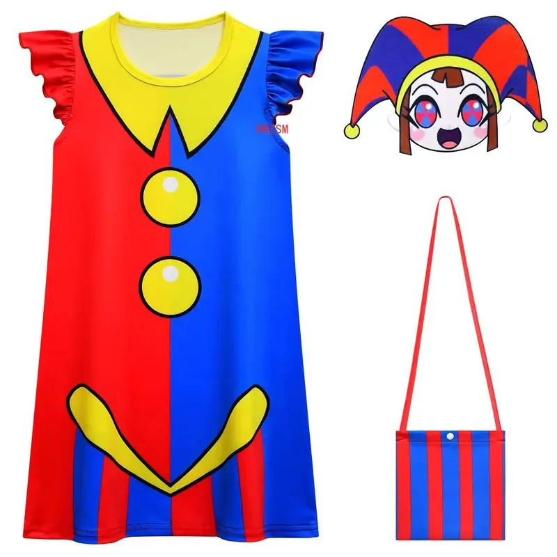 

Pomni Cosplay Kids Child Nightdress Outfit Cartoon TV Amazing Cosplay Digital Circus Disguise Nightgown Costume Halloween Suit