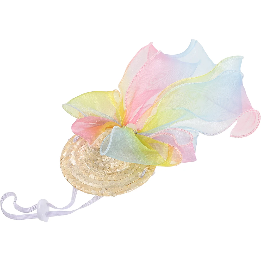 

Summer Pet Hats S Size Colorful Ribbon Bowknot Dog Cat Straw Hat Cute Decorative Party Wear Resistant Puppy Kitten Accessories