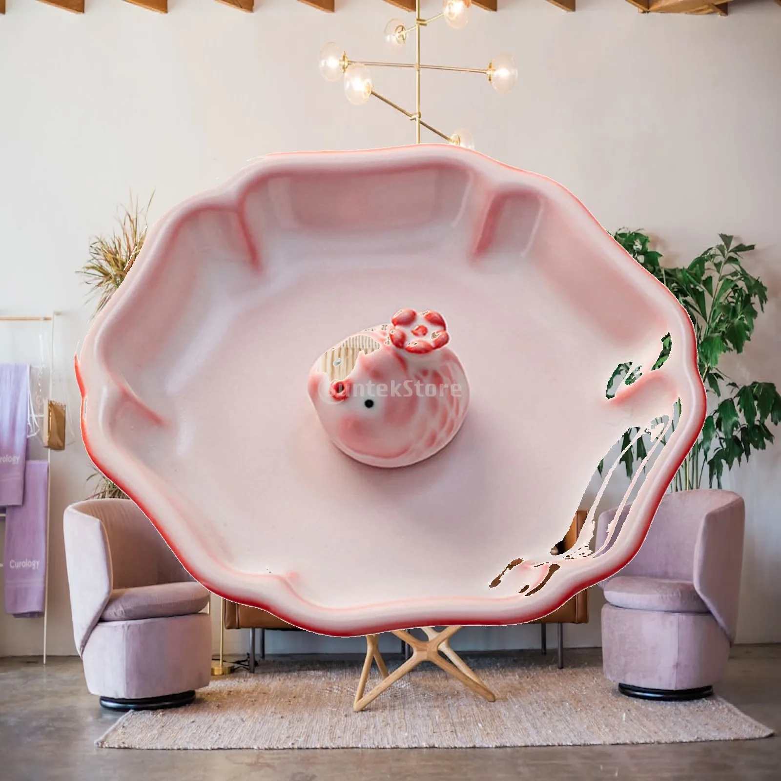 Small Bubble Fish Ceramic Tea Pet Incense Holder Mini Desk Sculpture Tea Ceremony Figurine for Office Indoor Decor