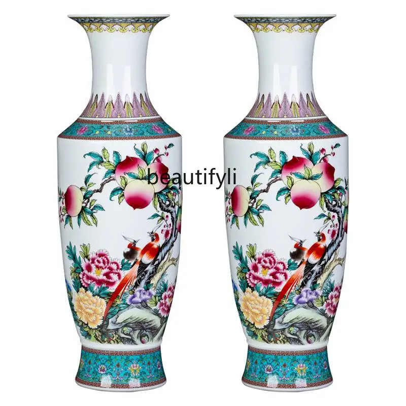 

Jingdezhen ceramic large vase large Chinese style home living room flower arrangement decoration handicraft ornaments