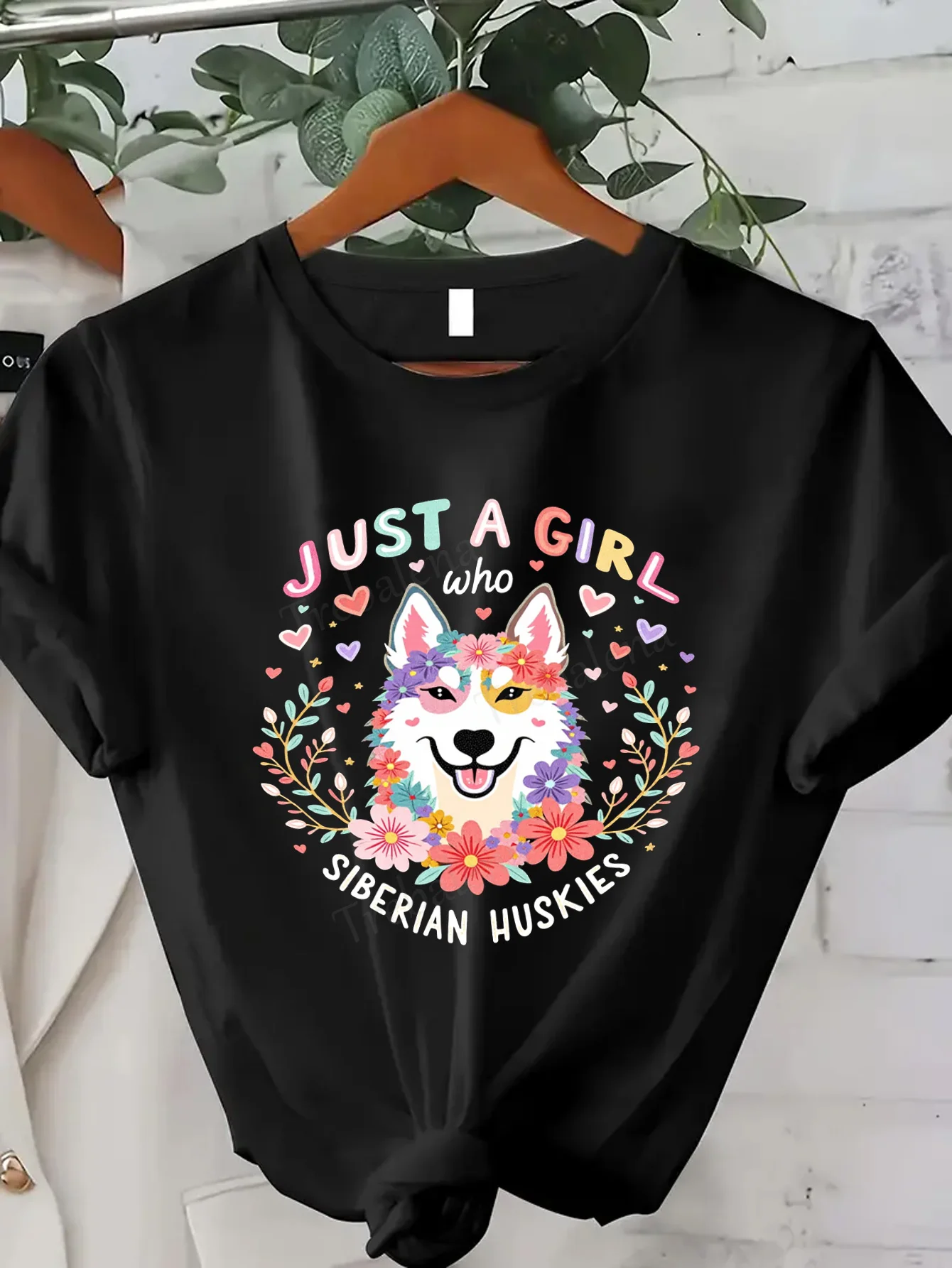 

Женская футболка с цветочным принтом Husky Love Футболка для любителей собак Женская футболка