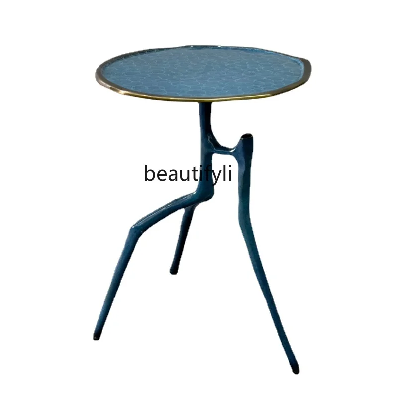 Italian Designer Coffee Table Light Luxury Side Table Art Creative Corner Craft round Tea Table