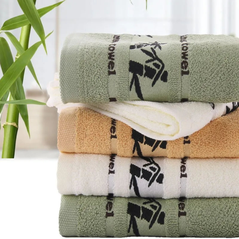 1/4/6PCS Embroidered Bamboo Fiber Towels Set for Adult High Quality Absorbent Bath Towel Home Bathroom Hand Face Towels Green