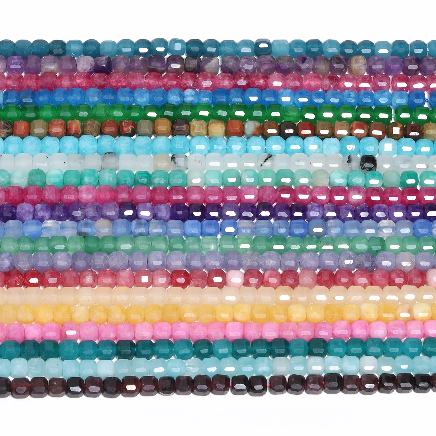 Natural Stone Beads 7x7mm Facet Lapis Lazuli  Jade Agate Tourmaline Beads For Jewelry Making DIY Bracelet Necklace Accessory image 4