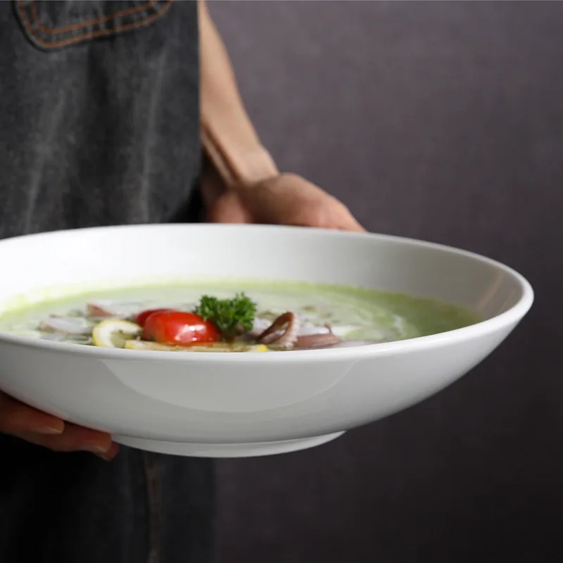 

Western-style ceramic pure white soup bowl creative simple salad household instant noodle bowl large