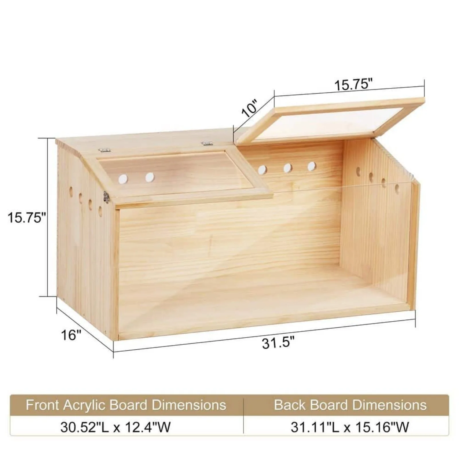 US Wooden Hamster Cage Habitat with Visible Acrylic Boards