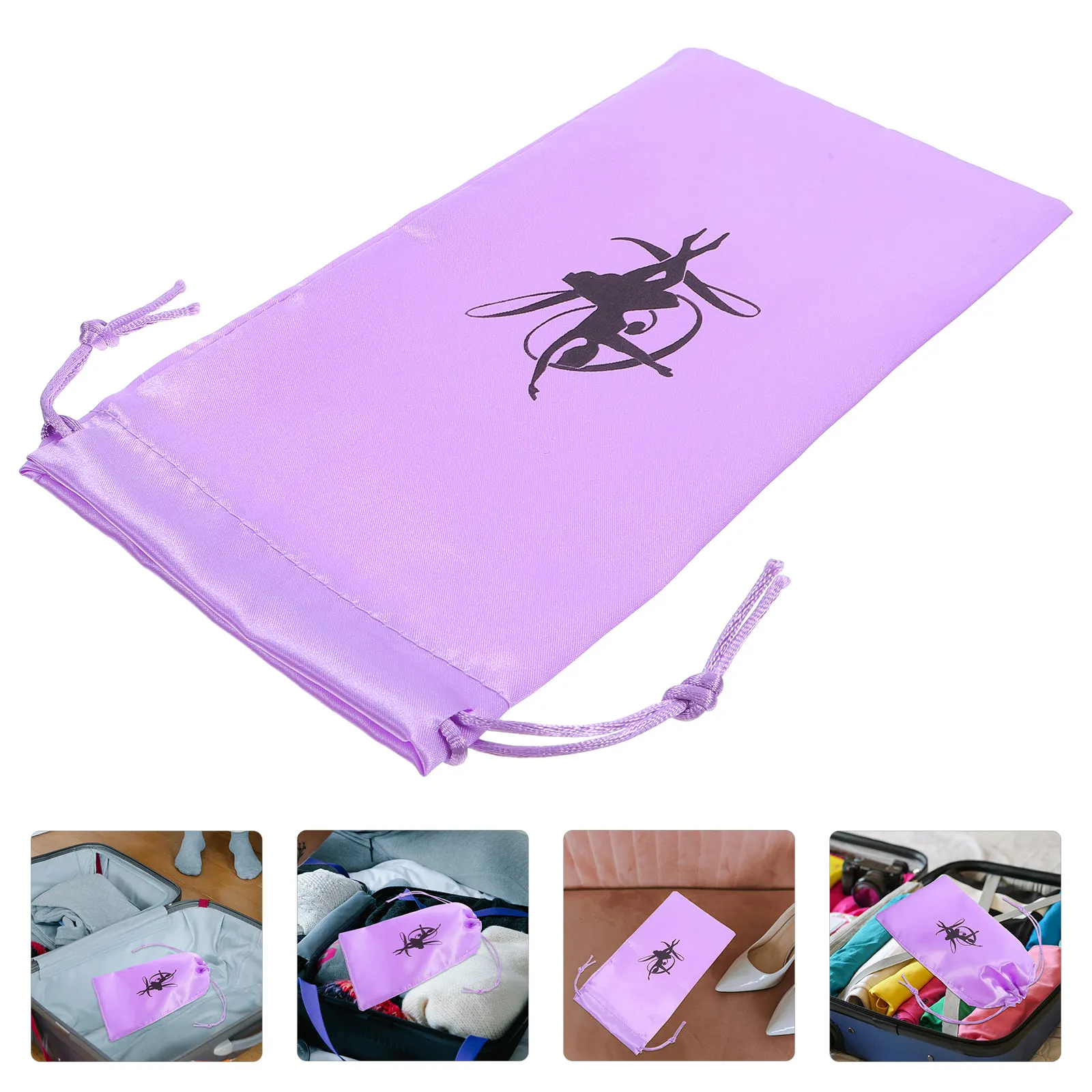 1Pair Soft Satin Drawstring Dance Shoe Pouch for Girls Women Dance Slippers Storage Bag Large Capacity Washable Lightweight Shoe