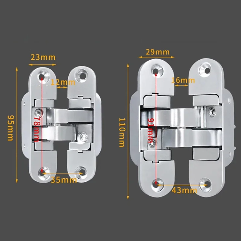 1PCS 3D Adjustable Hidden Hinge Indoor Door Cross Hinge 180 Degree Folding Door Hidden Outward Opening Hinge Hardware