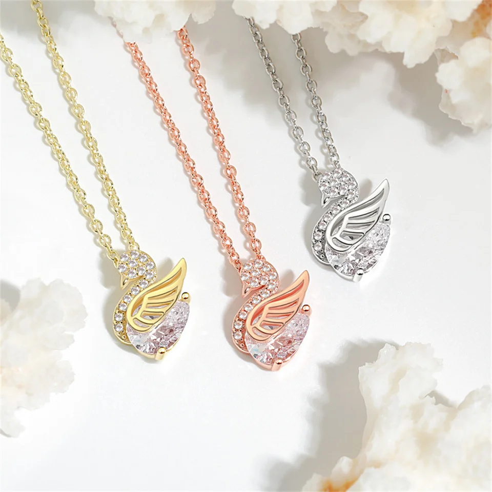 

Elegant Luxury Swan Pendant Versatile Diamond-studded Swan Necklace Jewelry Gifts Stainless Steel Necklaces Free Shipping items